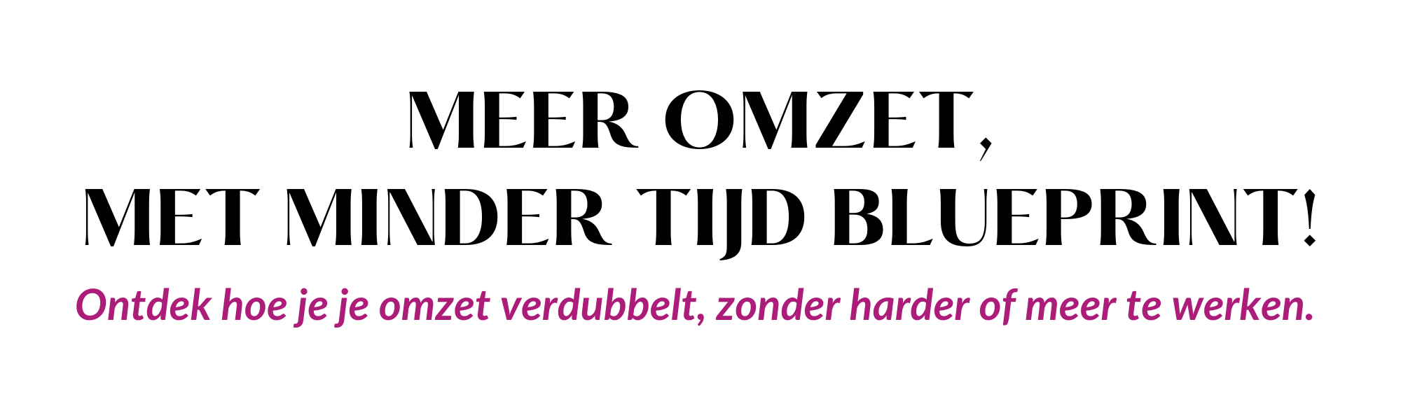 MEER OMZET, MET MINDER TIJD BLUEPRINT! Ontdek hoe je je omzet verdubbelt, zonder harder of meer te werken.